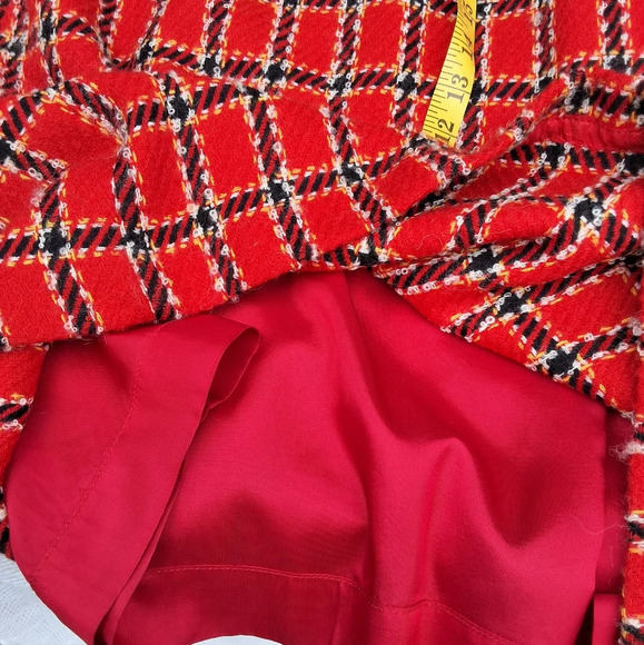 Evan Piccone red boucle vintage kick pleat skirt 8-12 - Picture 8 of 16